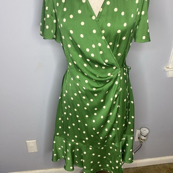 19 MOMME MULBERRY SILK POLKA DOTS PRINT RUFFLE WOMEN MINI DRESS BY GOELLA SZ8/10 - Picture 8 of 16